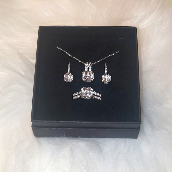 Zales Jewelry - White Sapphire Pendant, Ring, and Earring Set